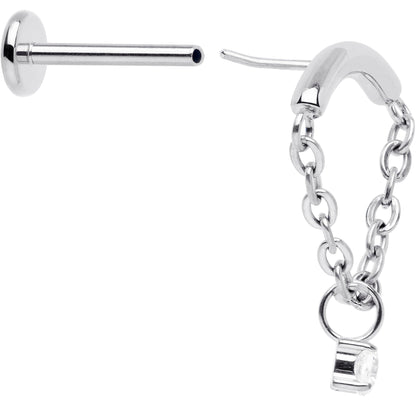 18G 5/16 CZ Gem Titanium Threadless Dangle Hidden Helix Earring