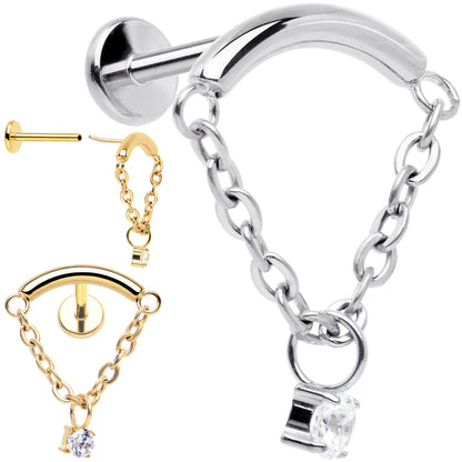 18G 5/16 CZ Gem Titanium Threadless Dangle Hidden Helix Earring