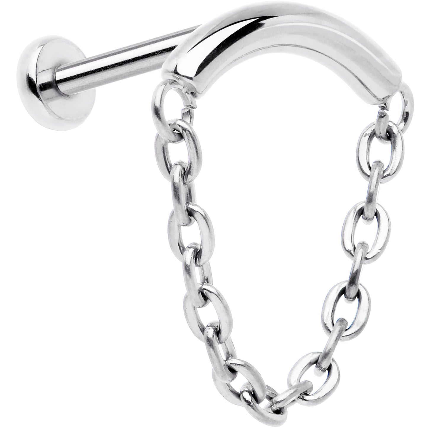 18G 5/16 Titanium Threadless Chain Dangle Hidden Helix Earring