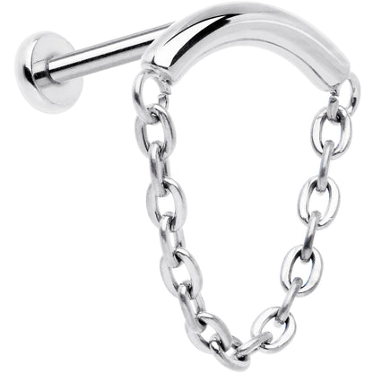 18G 5/16 Titanium Threadless Chain Dangle Hidden Helix Earring