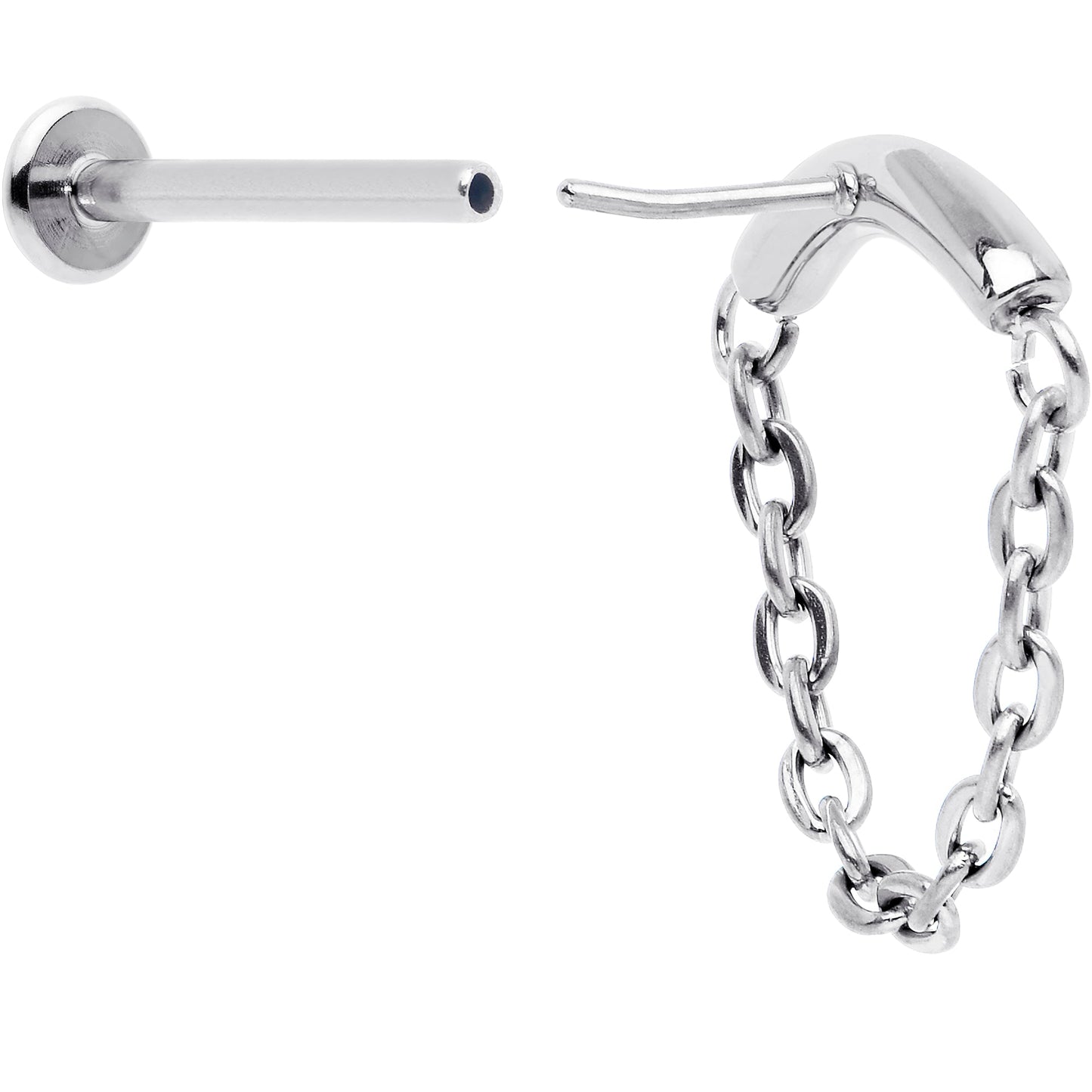 18G 5/16 Titanium Threadless Chain Dangle Hidden Helix Earring