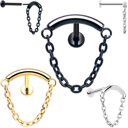 18G 5/16 Titanium Threadless Chain Dangle Hidden Helix Earring