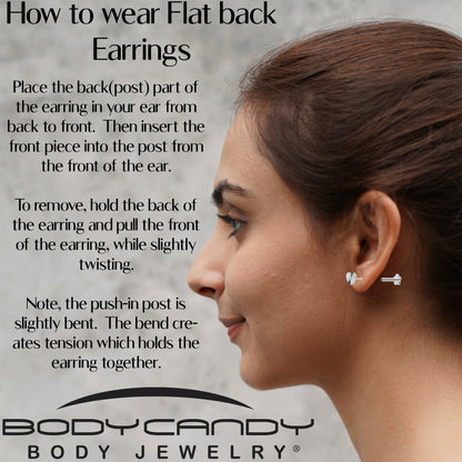 18G Titanium Flat Back Earring Threadless Reversible Heart