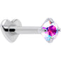 16G 5/16 Aurora CZ Implant Grade Titanium Threadless Reversible Heart Flatback Stud