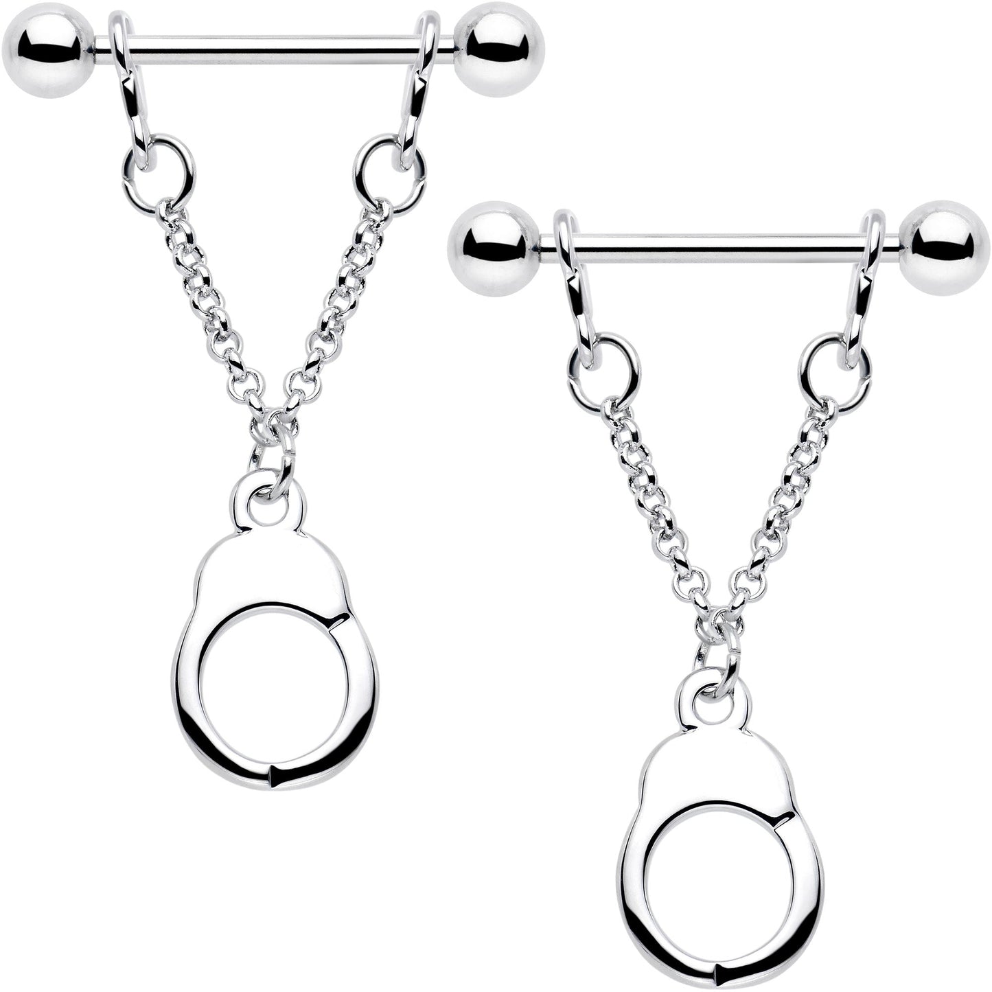 14G 3/4 Handcuff Chain Dangle Nipple Ring Set