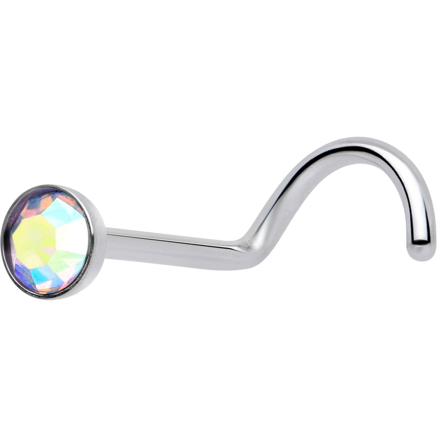 20G 3mm CZ Bezel Set Push-In Threadless Nose Screw Nose Ring