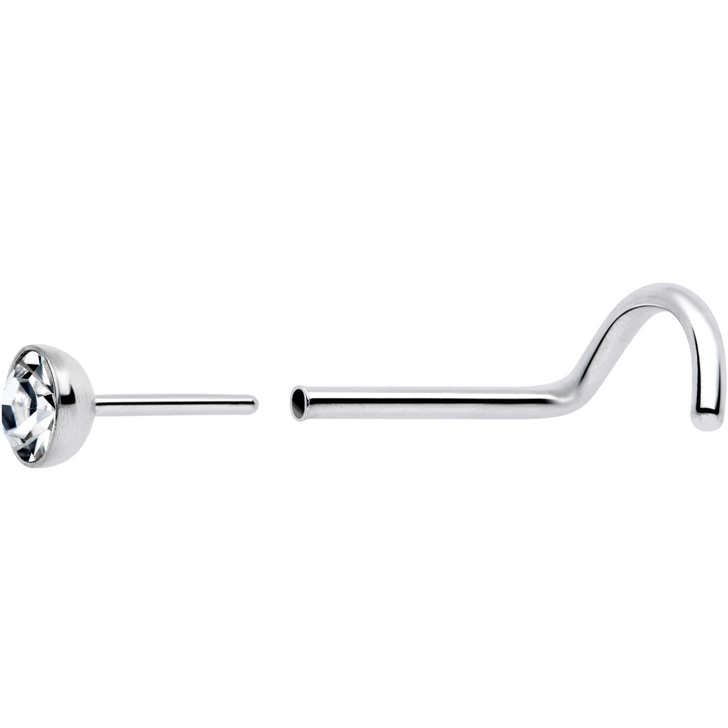 20G 3mm CZ Bezel Set Push-In Threadless Nose Screw Nose Ring