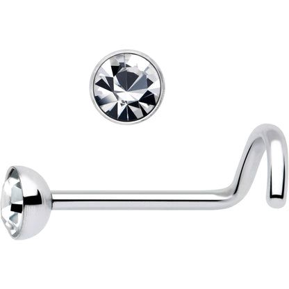 20G 3mm CZ Bezel Set Push-In Threadless Nose Screw Nose Ring
