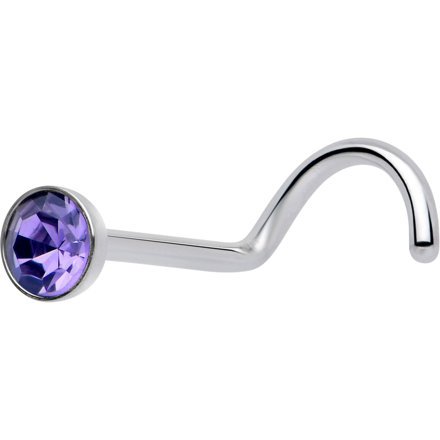 20G 3mm CZ Bezel Set Push-In Threadless Nose Screw Nose Ring