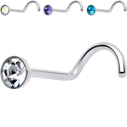 20G 3mm CZ Bezel Set Push-In Threadless Nose Screw Nose Ring