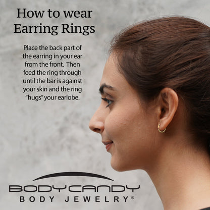 20G Gold Tone Implant Grade Titanium Heart Open Hoop Earring Set