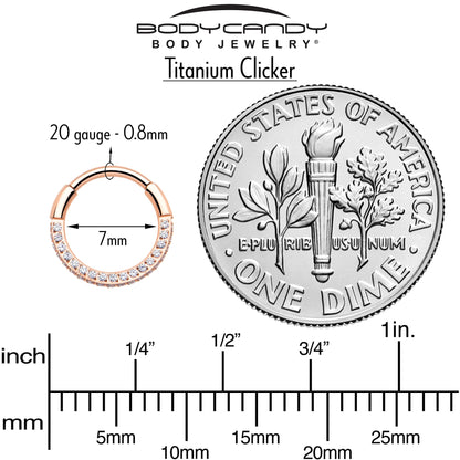 20G Rose Gold PVD Implant Grade Titanium Triple Sided Micro Gem Hinged Nose Hoop