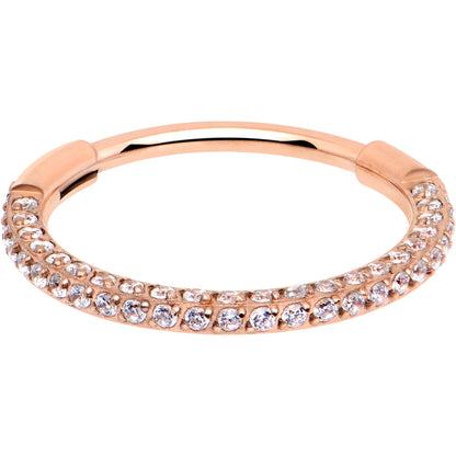 20G Rose Gold PVD Implant Grade Titanium Triple Sided Micro Gem Hinged Nose Hoop