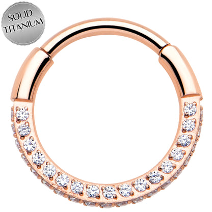 20G Rose Gold PVD Implant Grade Titanium Triple Sided Micro Gem Hinged Nose Hoop