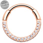 20G Rose Gold PVD Implant Grade Titanium Triple Sided Micro Gem Hinged Nose Hoop