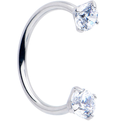 Double Gem Titanium Horseshoe Nose Ring -  Internally Threaded Solid Titanium CZ Horseshoe Nose Hoop