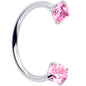 Double Gem Titanium Horseshoe Nose Ring -  Internally Threaded Solid Titanium CZ Horseshoe Nose Hoop