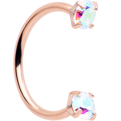 Double Gem Titanium Horseshoe Nose Ring -  Internally Threaded Solid Titanium CZ Horseshoe Nose Hoop