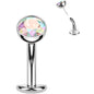 CZ Bezel Gem Titanium Threadless Floating Belly Ring