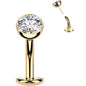 CZ Bezel Gem Titanium Threadless Floating Belly Ring