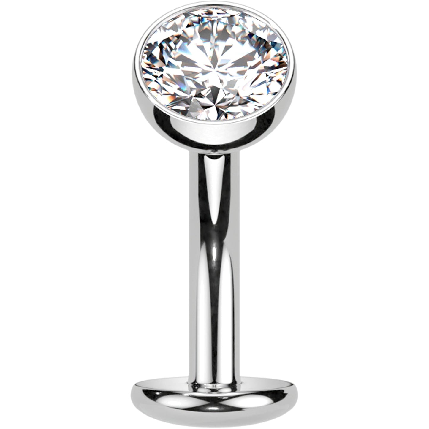 CZ Bezel Gem Titanium Threadless Floating Belly Ring