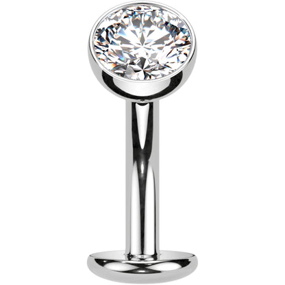 CZ Bezel Gem Titanium Threadless Floating Belly Ring