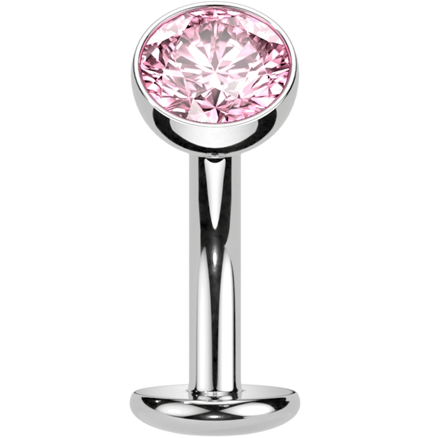 CZ Bezel Gem Titanium Threadless Floating Belly Ring