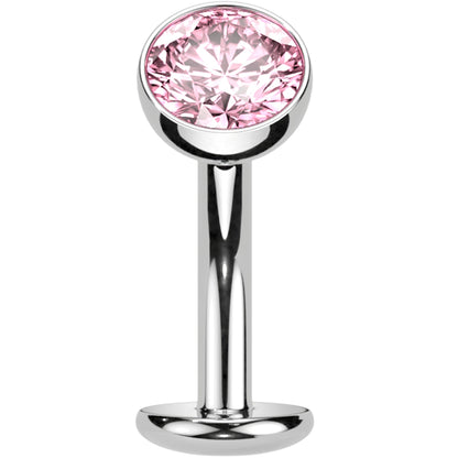 CZ Bezel Gem Titanium Threadless Floating Belly Ring