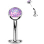 Synthetic Opal Titanium Threadless Floating Belly Ring