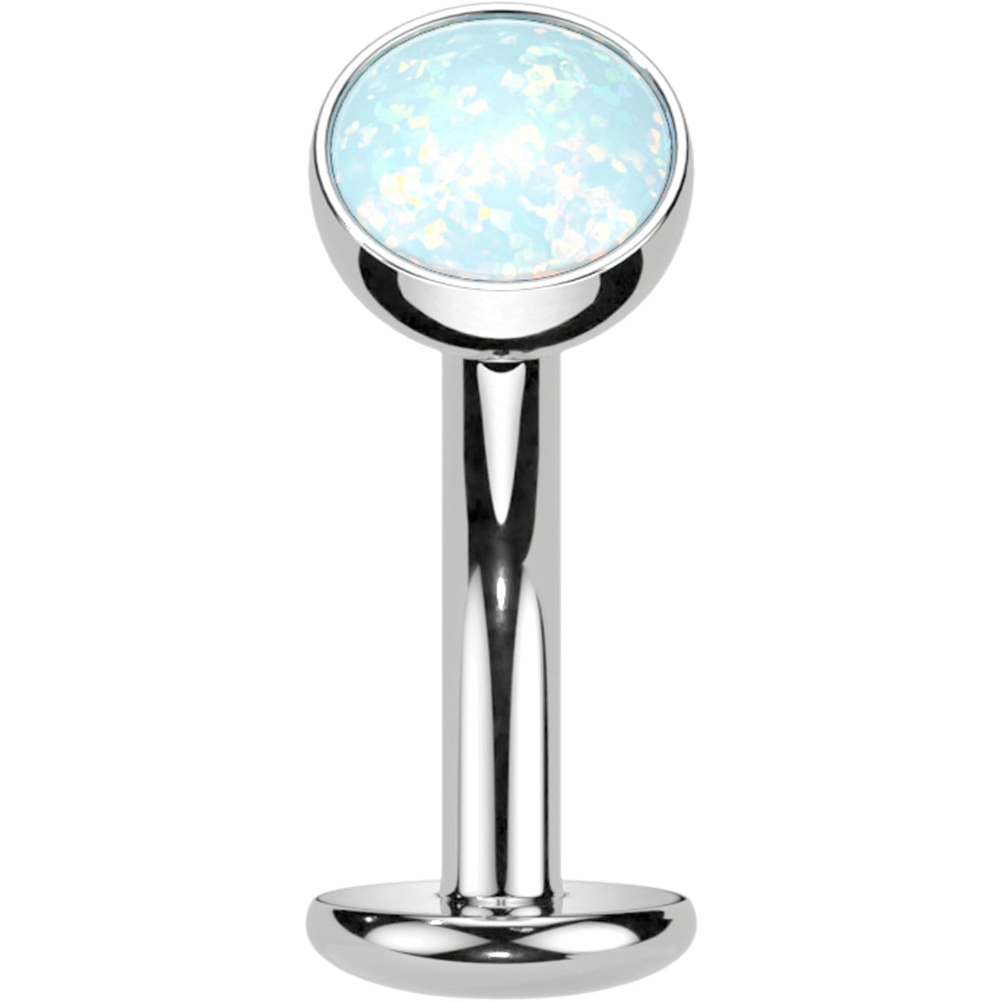 Synthetic Opal Titanium Threadless Floating Belly Ring