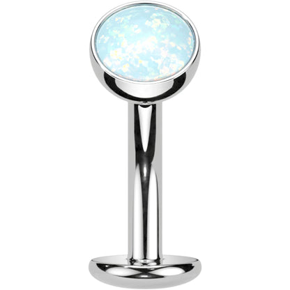 Synthetic Opal Titanium Threadless Floating Belly Ring