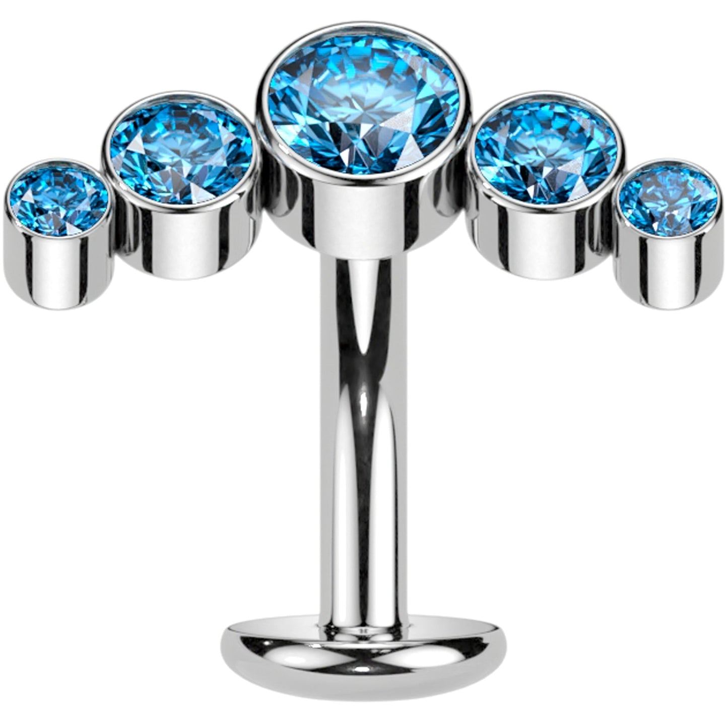 Cubic Zirconia Gem Titanium Curve Threadless Floating Belly Ring