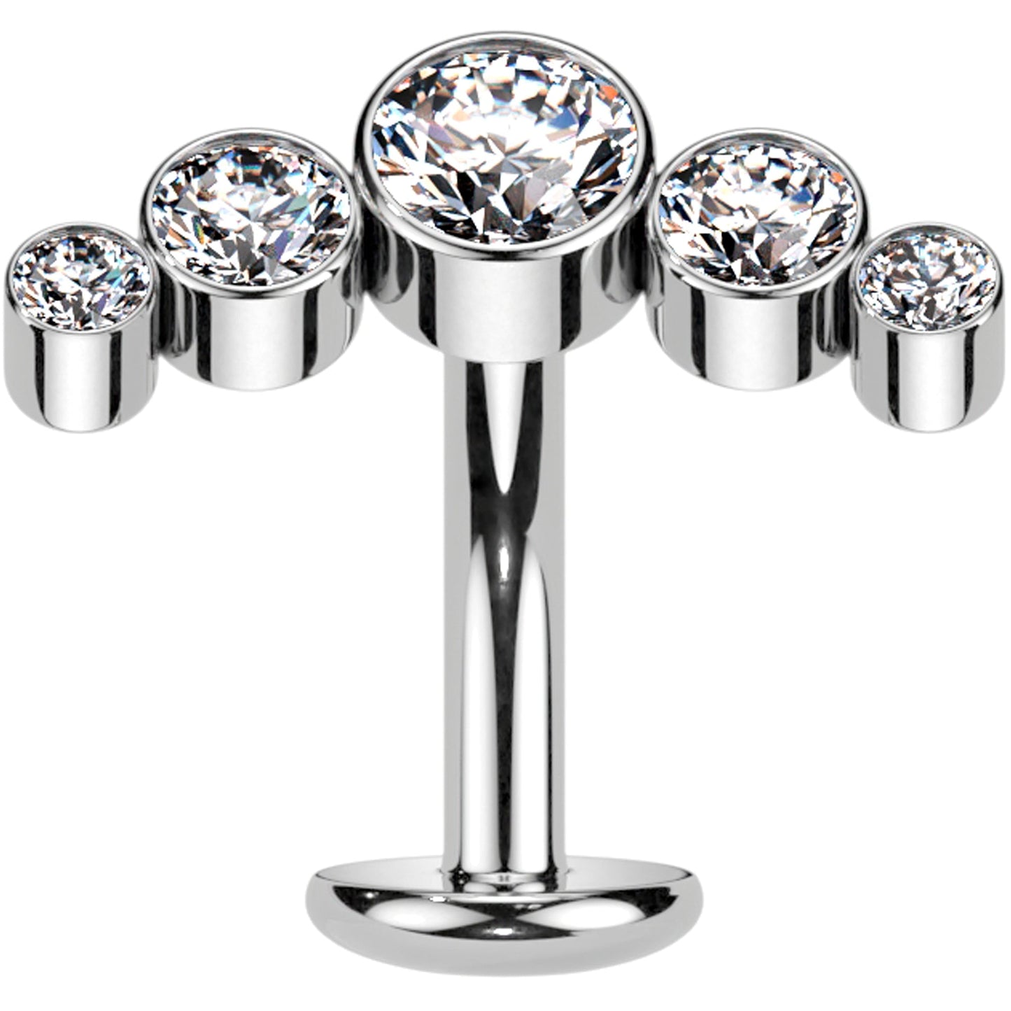 Cubic Zirconia Gem Titanium Curve Threadless Floating Belly Ring