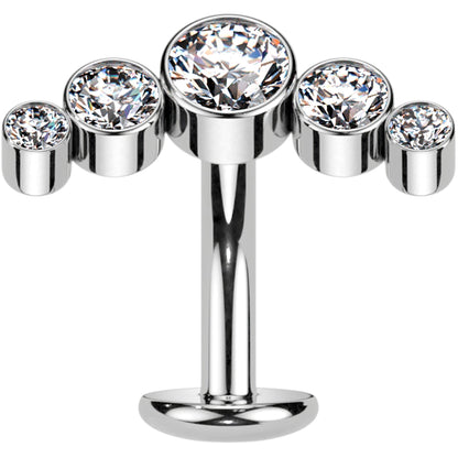 Cubic Zirconia Gem Titanium Curve Threadless Floating Belly Ring