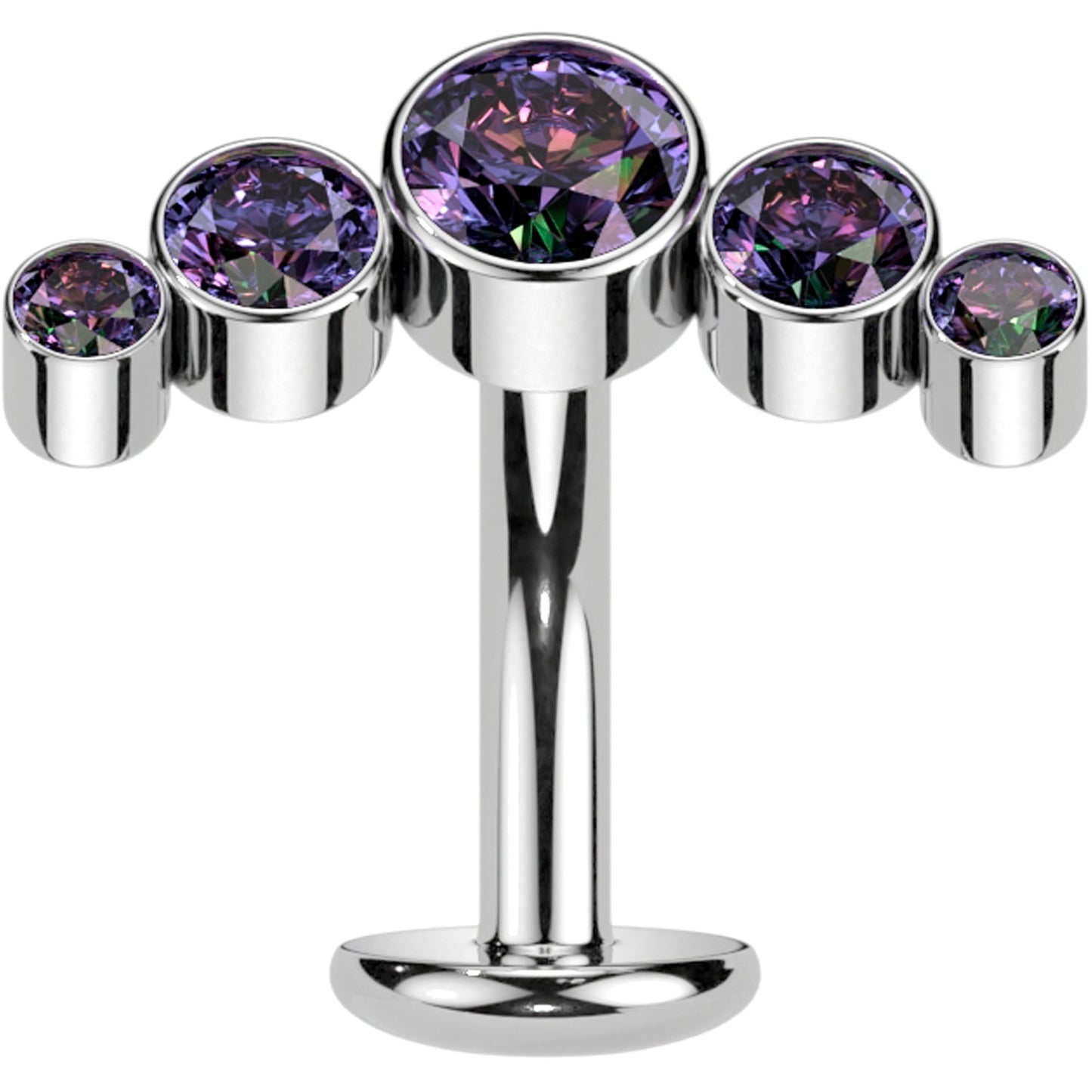 Cubic Zirconia Gem Titanium Curve Threadless Floating Belly Ring