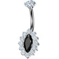 Implant Grade Titanium Internally Threaded Firey Oval Belly Ring