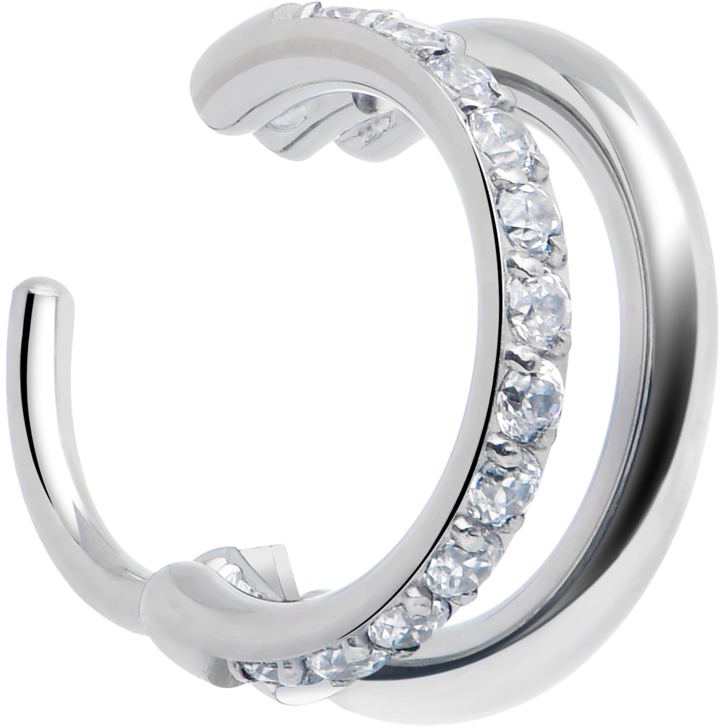 Single Row Micro Gem Implant Grade Titanium Hinged Double Hoop Nose Ring