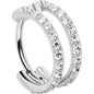 20G Double Row Micro Gem Implant Grade Titanium Hinged Double Hoop Nose Ring