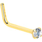 20G Gold Plated 925 Sterling Silver 2mm CZ L-Shape Nose Ring