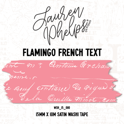 Flamingo French Text 15mm washi
