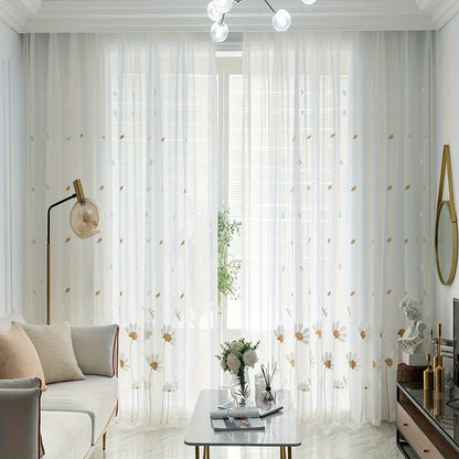 Elegant Floral Embroidered Tulle Curtain for Home Decor