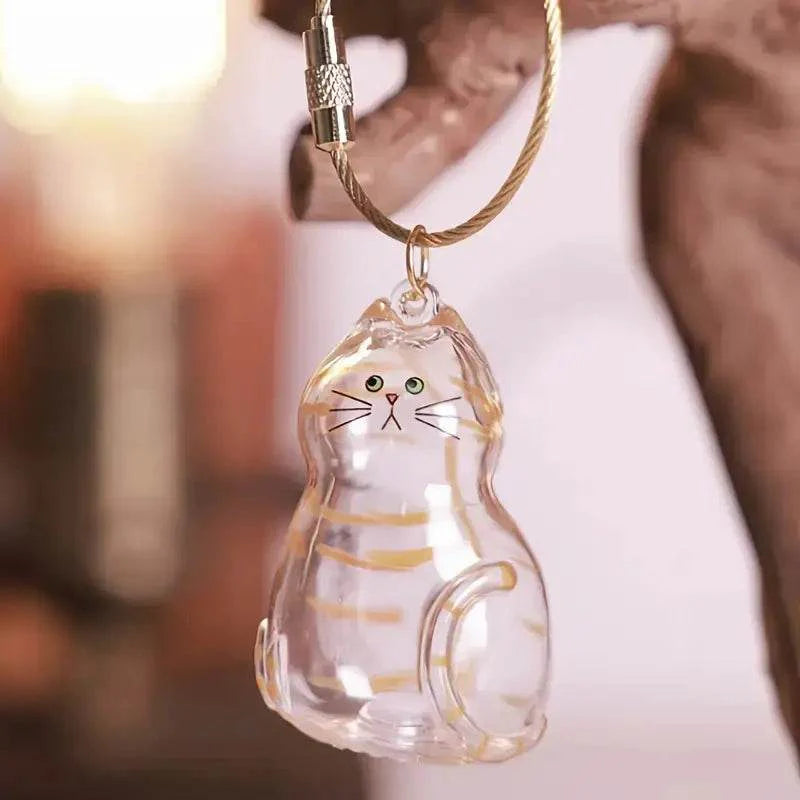 Cat Fur Memorial Keychain Transparent Pet Hair Keepsake Pendant