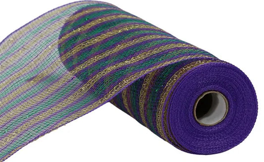 10.25"X10YD METALLIC/TINSEL STRIPE MARDI GRAS