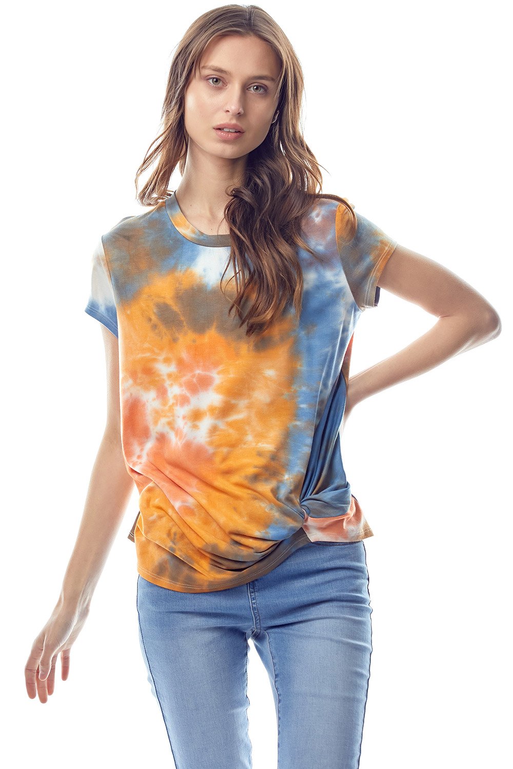 Tie-Dye Twist Front Short Sleeve Top | Apparel | Kitchen + Metal