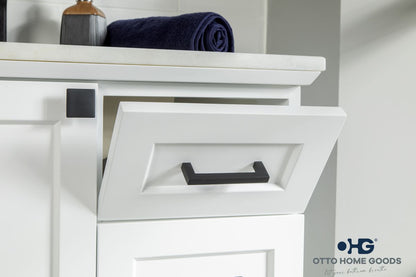 Paloma 30" White Bathroom Vanity with Quartz Top & Black Hardware