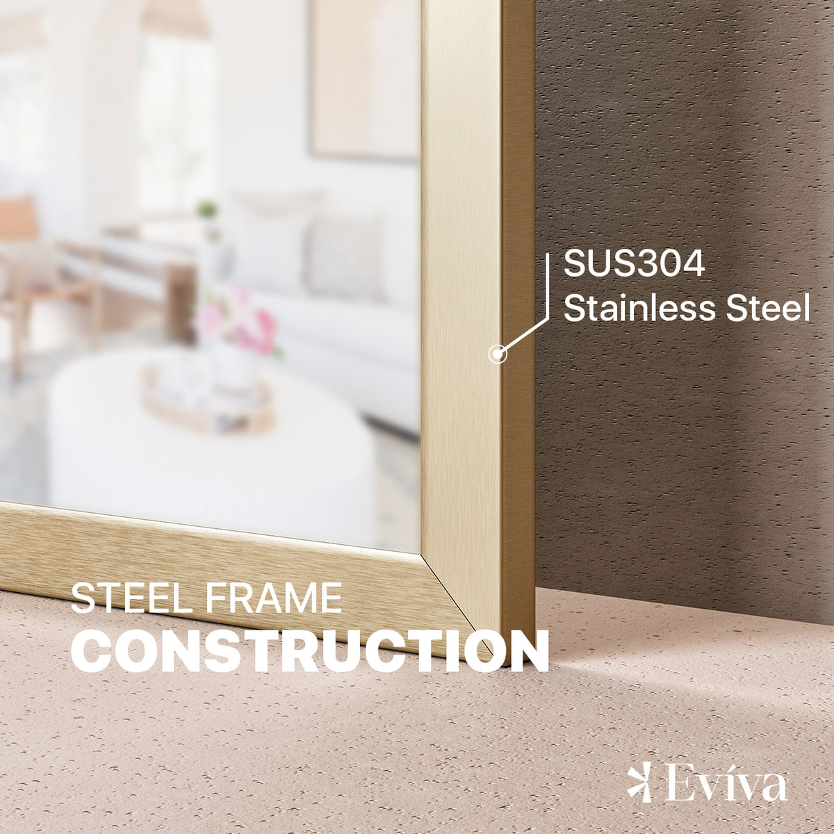 Eviva Gold Gold Metal Framed Mirror