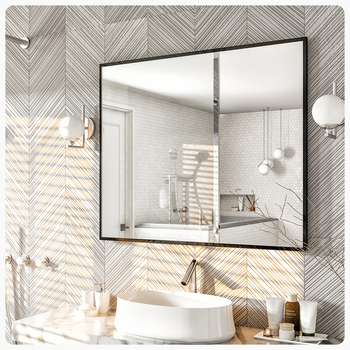 Eviva Black Black Metal Framed Mirror