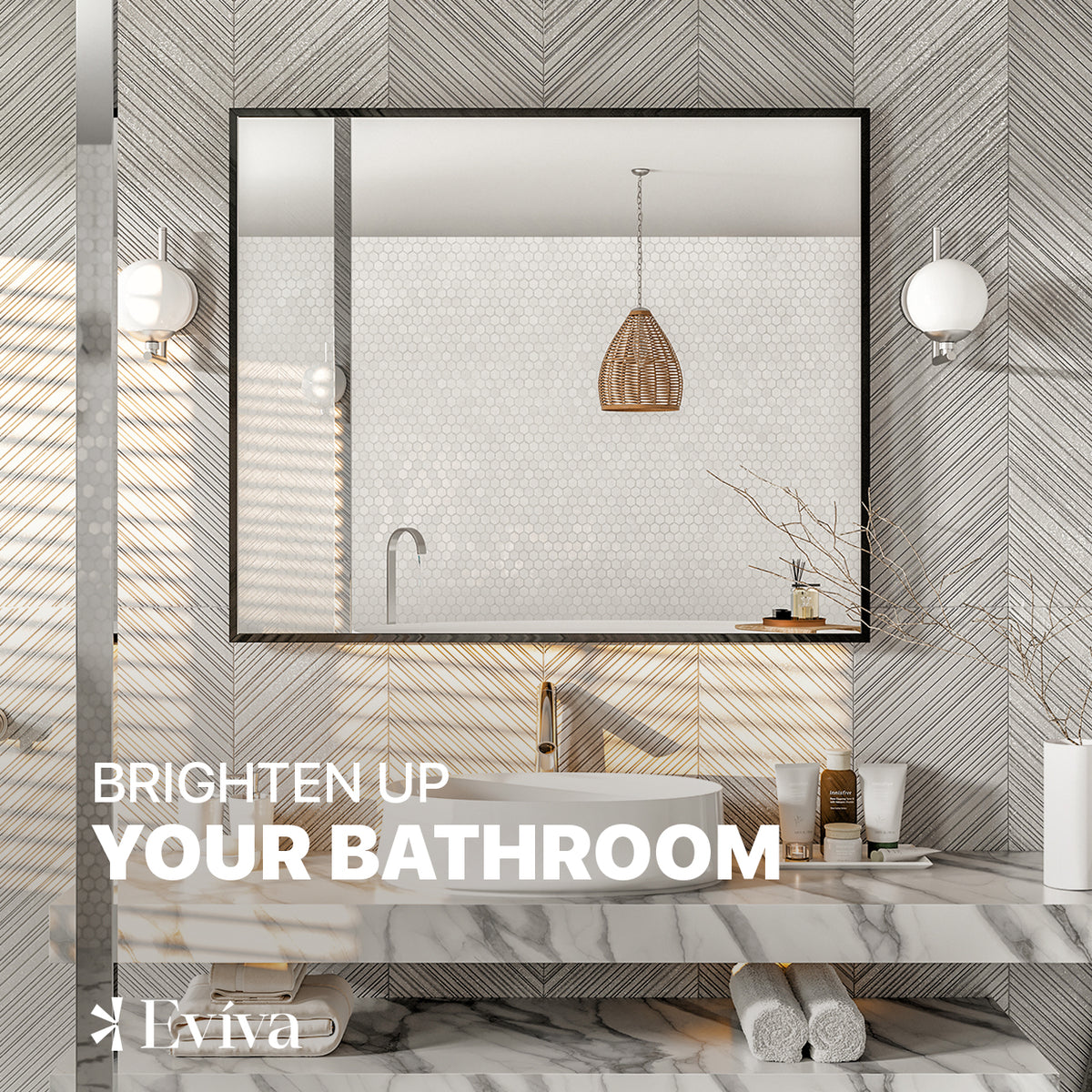 Eviva Black Black Metal Framed Mirror