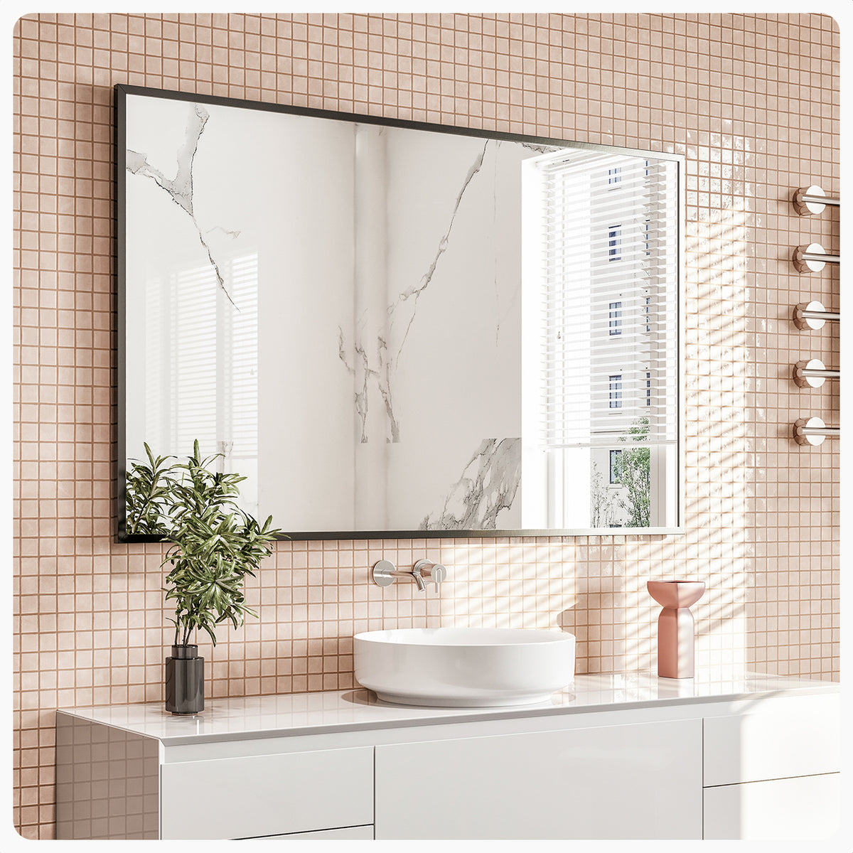 Eviva Black Black Metal Framed Mirror