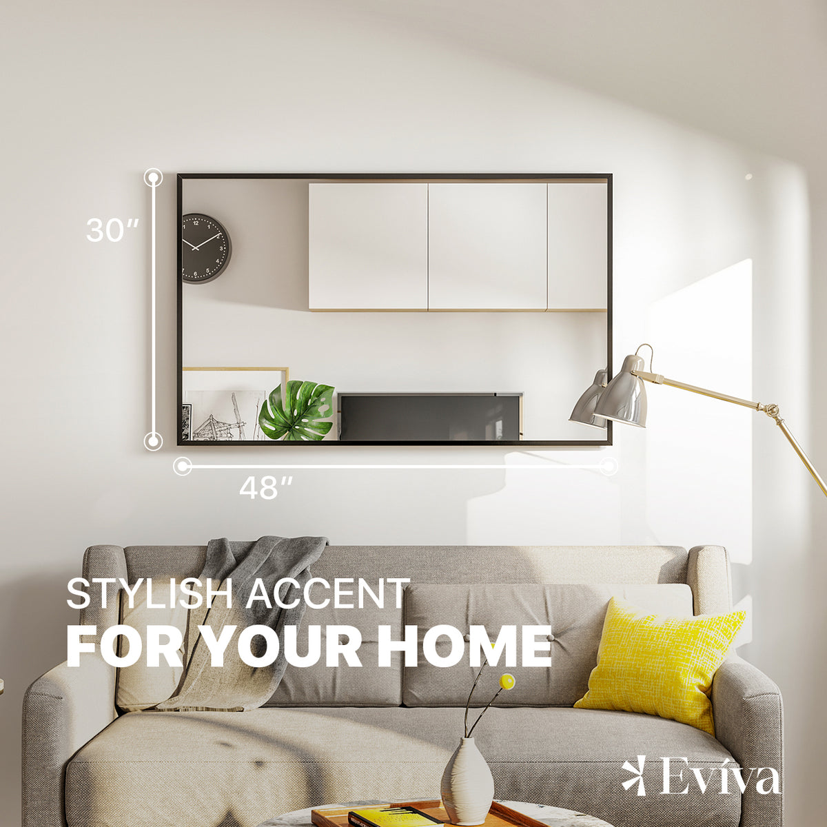 Eviva Black Black Metal Framed Mirror
